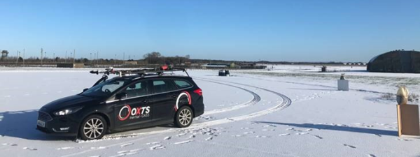 OXTS mobile mapping vehicle in the snow